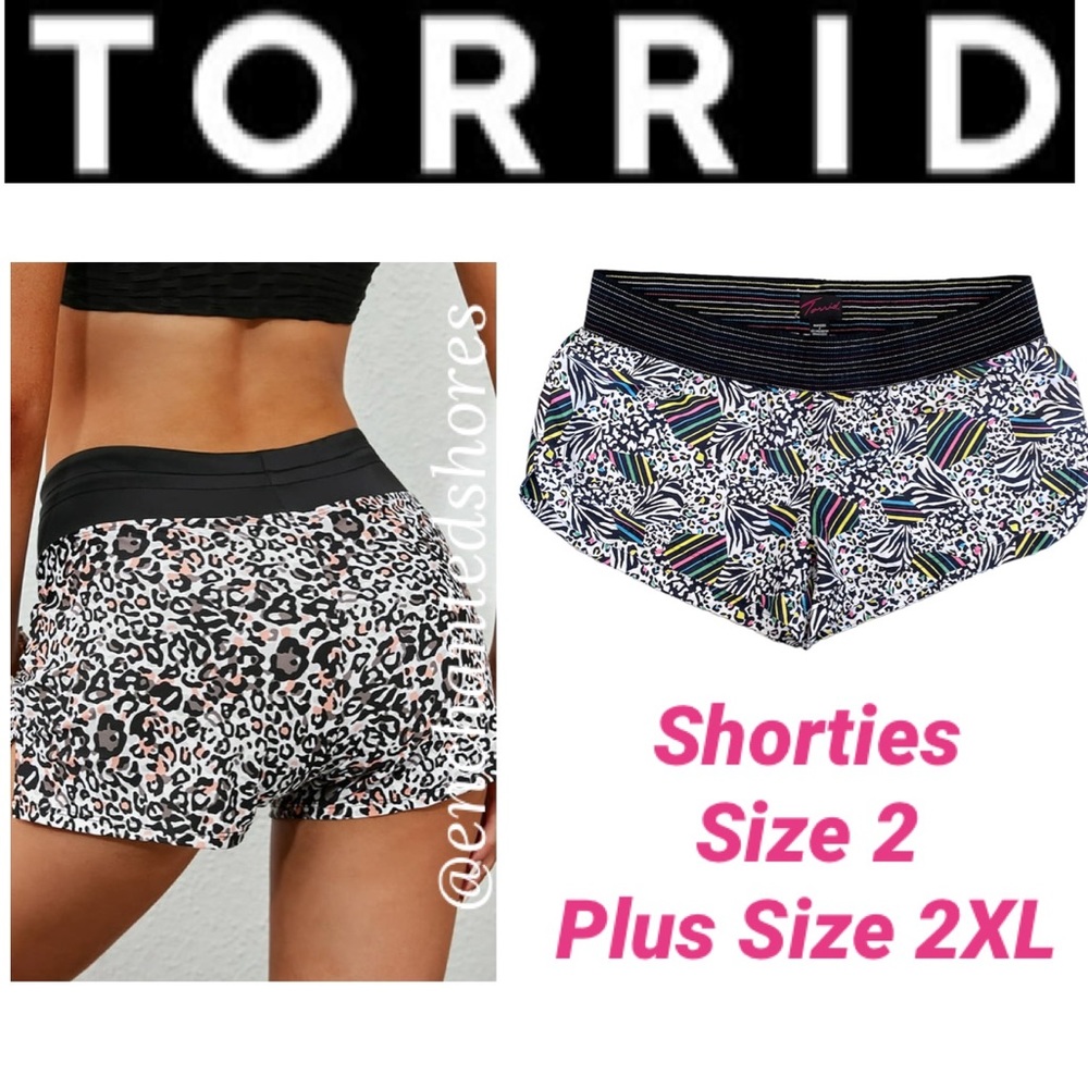 Torrid Shorts Comfort Elastic Waist Black White Pink Size 2 Womens Plus Size 2XL
